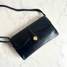 絕版中古包 Celine黑金徽章單肩包 側背包 古董包 斜背包 復古包