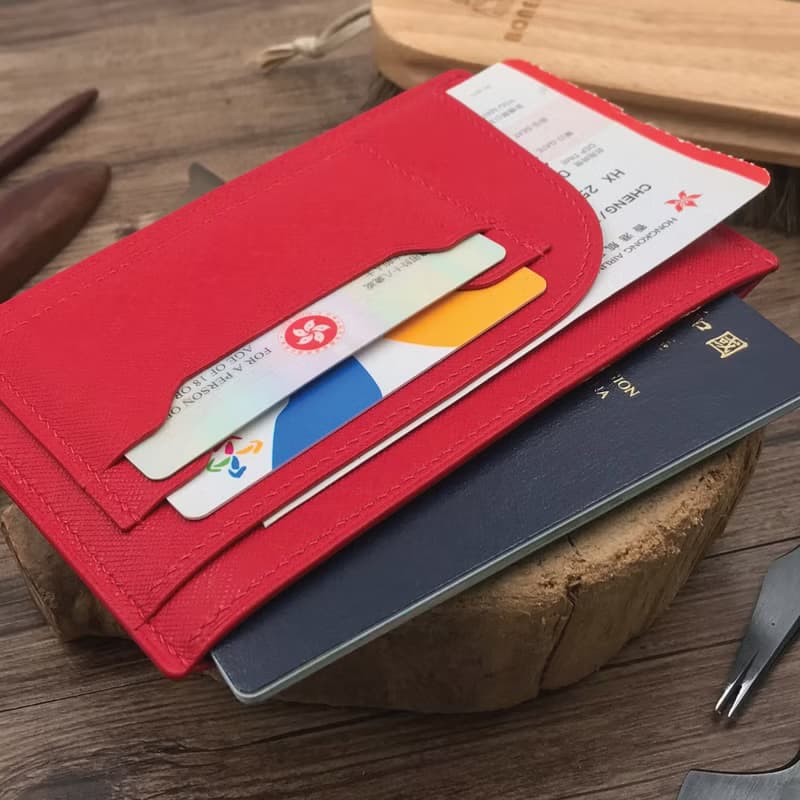 【Passport套/護照夾】紅色十字紋牛皮/旅行/多色可選/手工製造