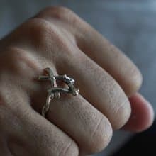 铁丝网戒指男士纯银