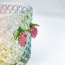 手作原創新款紫色耳飾高級感水果造型耳環可愛葡萄耳釘材料包