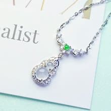 福利價|福祿|緬甸翡翠高冰白翡放光蛋面5.5mm純銀多顆葫蘆項鍊