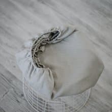 Grey plain linen (flax) fitted linen crib sheet - Cot sheet fitted with elastic