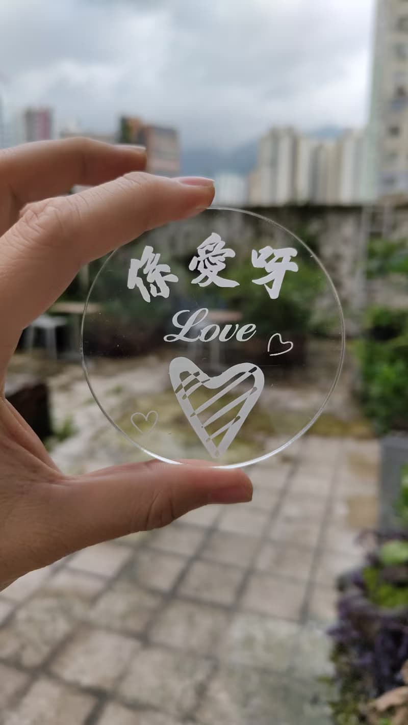 水晶膠片杯墊 係愛呀  連精美展示盒