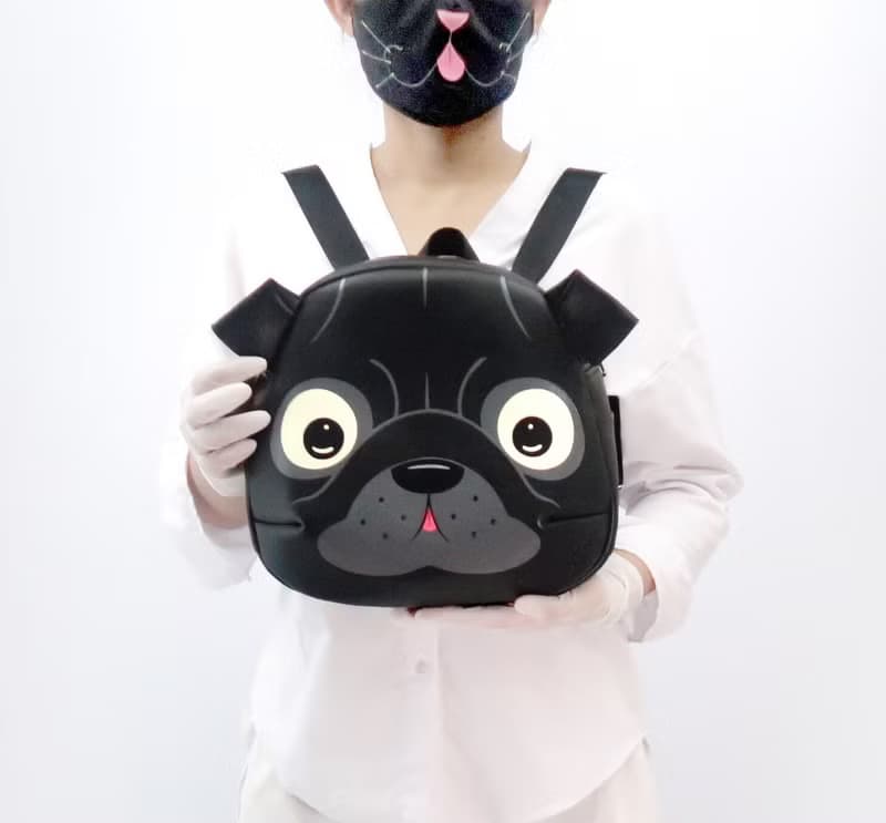Black pug backpack,crossbody bag,hand painted bag,for animals lovers