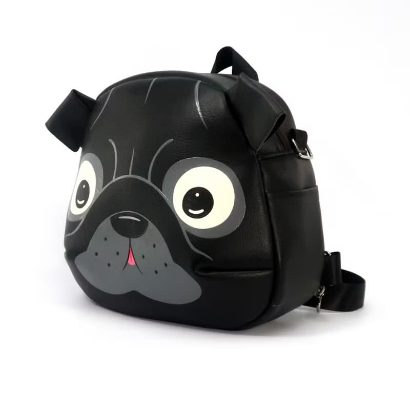 Black pug backpack,crossbody bag,hand painted bag,for animals lovers