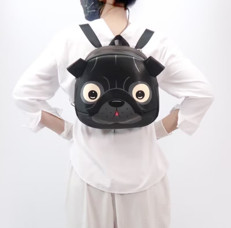 Black pug backpack,crossbody bag,hand painted bag,for animals lovers