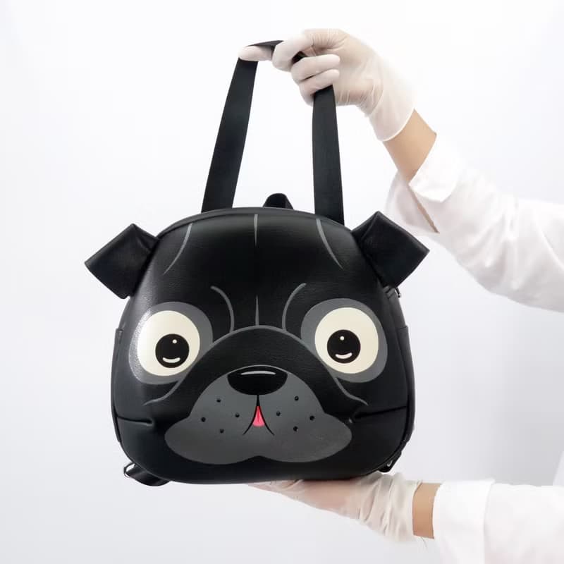 Black pug backpack,crossbody bag,hand painted bag,for animals lovers