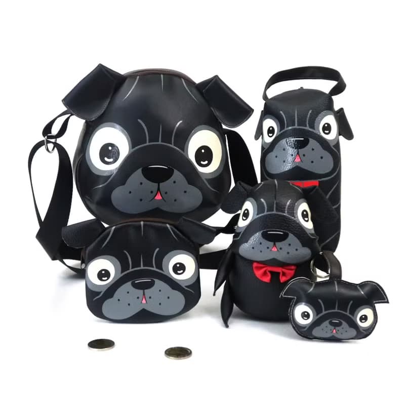 Black pug backpack,crossbody bag,hand painted bag,for animals lovers
