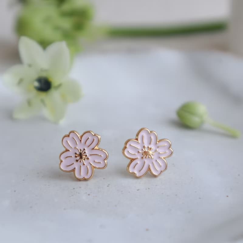 櫻花 桜吹雪 Sakura fubuki  夾式耳環  母親節禮物 紙盒包裝