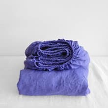 Violet linen fitted sheet / Softened linen bed sheet / Deep pocket