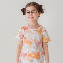 貓咪喵喵派對-輕透空氣衣短袖韓國童裝-K18205