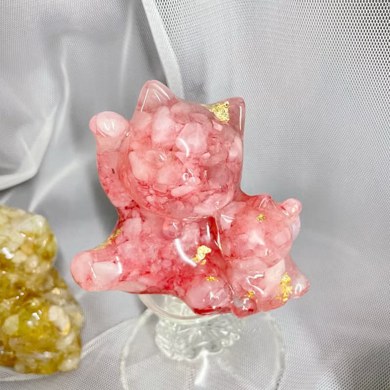 【手工製作】天然能量水晶母子招財貓/水晶擺飾