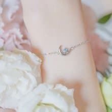 倫敦藍托帕石925純銀星月設計手鍊