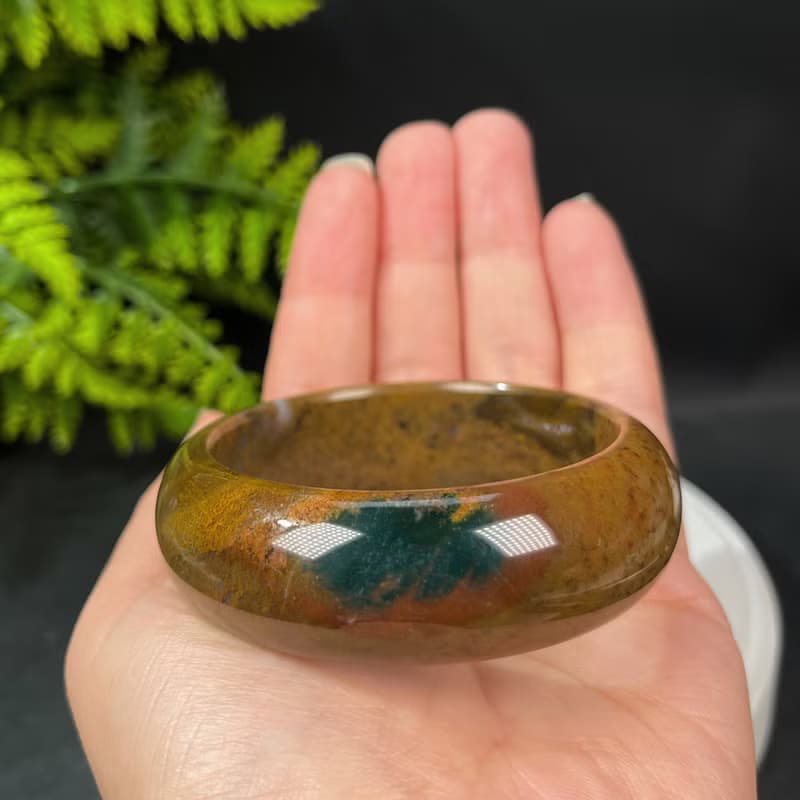 多彩海洋碧玉手鐲 53MM 高瓷天眼油畫風玉髓手環 活力靈感創意