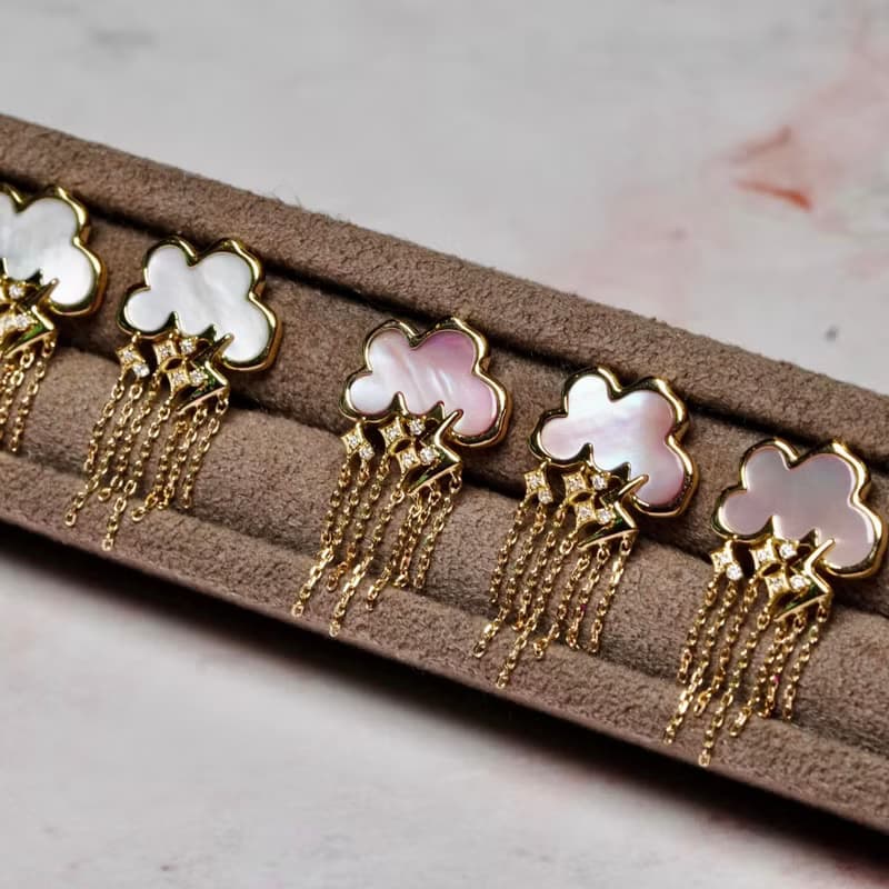 18K 太陽雨流蘇耳針