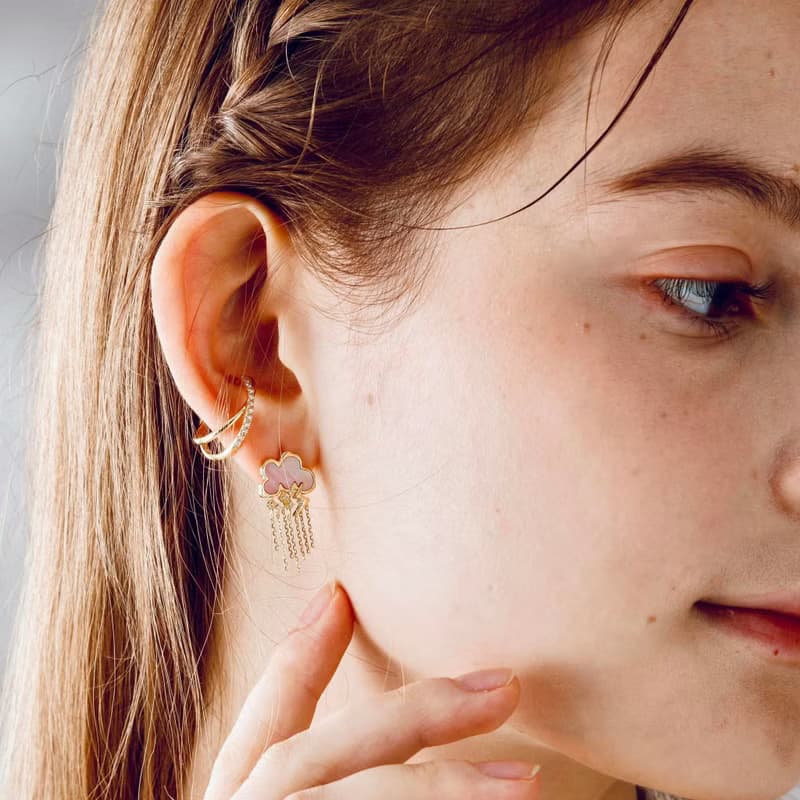 18K 太陽雨流蘇耳針