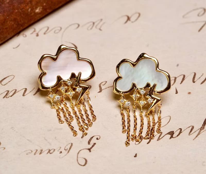 18K 太陽雨流蘇耳針