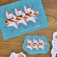 明信片【麵包屋開幕運動會-巧克力大隊接力棒】