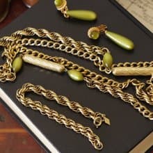 老又好古董珠寶 Vintage 金酪梨套組 項鍊手鍊 Sarah Cov