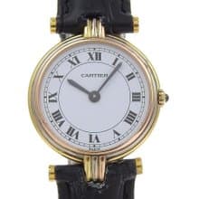 【日本直送】カルティエ CARTIER マストヴァンドーム 腕時計 K18ゴールド×型押しレザー クオーツ アナログ表示 白文字盤 レディース【中古】