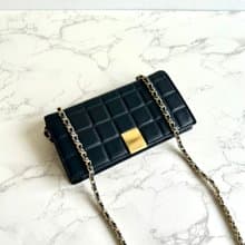 絕版古董包 Chanel黑色冰格長夾 錢包 斜背包 側背包 單肩包 中古