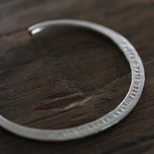 Thai Karen silver bangle cuff bracelet with pattern stamps (B0047)