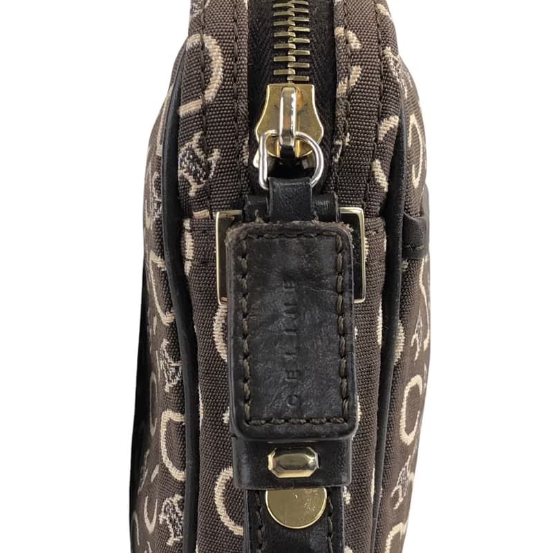 【 日本直送　名牌中古包 】CELINE セリーヌ Cマカダム ショルダーバッグ ブラウン ジャガード vintage ヴィンテージ オールド jb4yns