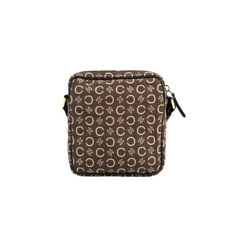 【 日本直送　名牌中古包 】CELINE セリーヌ Cマカダム ショルダーバッグ ブラウン ジャガード vintage ヴィンテージ オールド jb4yns