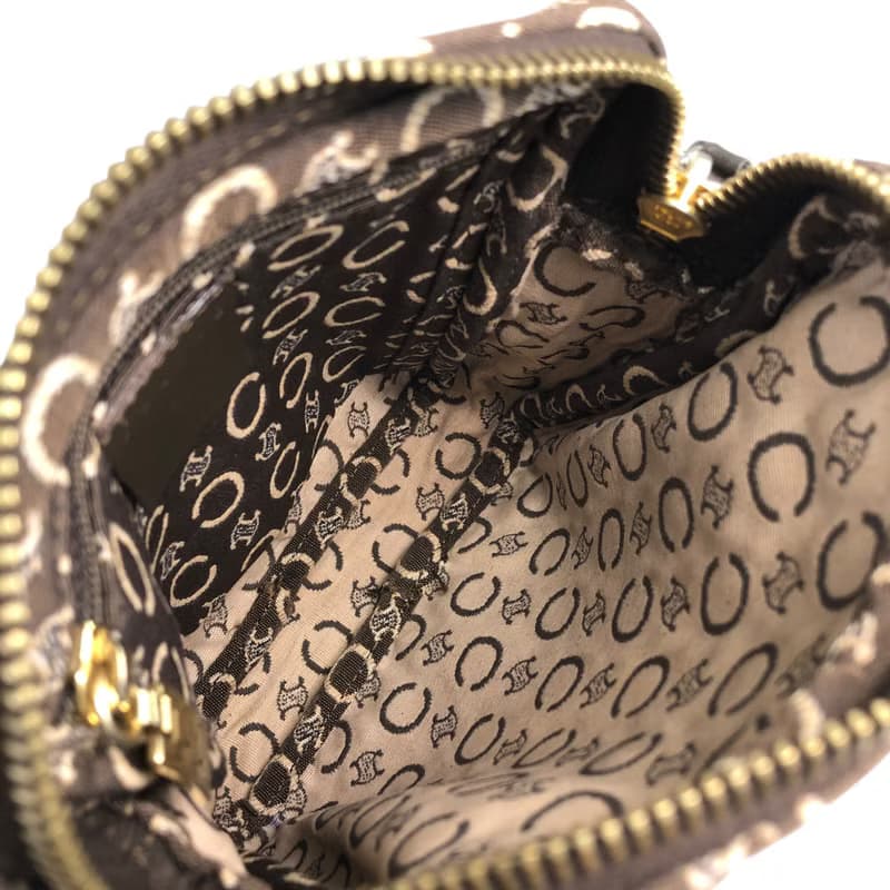 【 日本直送　名牌中古包 】CELINE セリーヌ Cマカダム ショルダーバッグ ブラウン ジャガード vintage ヴィンテージ オールド jb4yns