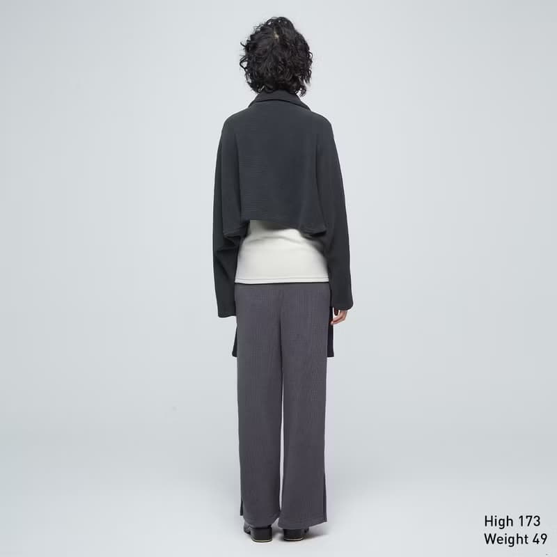 Reboot-粗針短版圍巾罩衫(女)-石墨黑