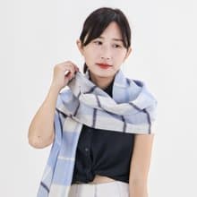 奶藍格紋 | 獨創格紋 喀什米爾圍巾