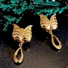 vintage jewelry  典雅金色貓咪垂墜 夾式耳環