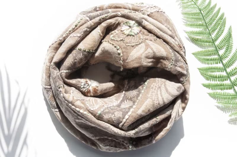 喀什米爾Cashmere/水煮羊毛披肩/針織圍巾/刺繡圍巾/羊絨披巾-花