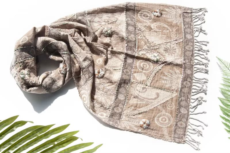 喀什米爾Cashmere/水煮羊毛披肩/針織圍巾/刺繡圍巾/羊絨披巾-花