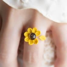 【14KGF】開口戒 / 包金軟陶 花算命  / 向日葵 / Free Size