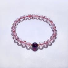 天然礦石 超七金草莓 6 mm 頂級紫牙烏 手鍊