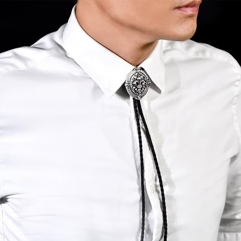 典藏鳶尾花 保羅領帶 Bolo Tie 真皮 皮革項鍊 皮繩領帶 長項鍊