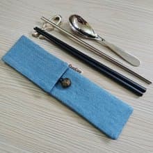 環保餐具收納袋 餐具袋 雙層筷袋 牛仔款