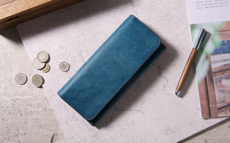 磨砂長夾 Long Wallet / 磨砂藍&杏黃 Blue
