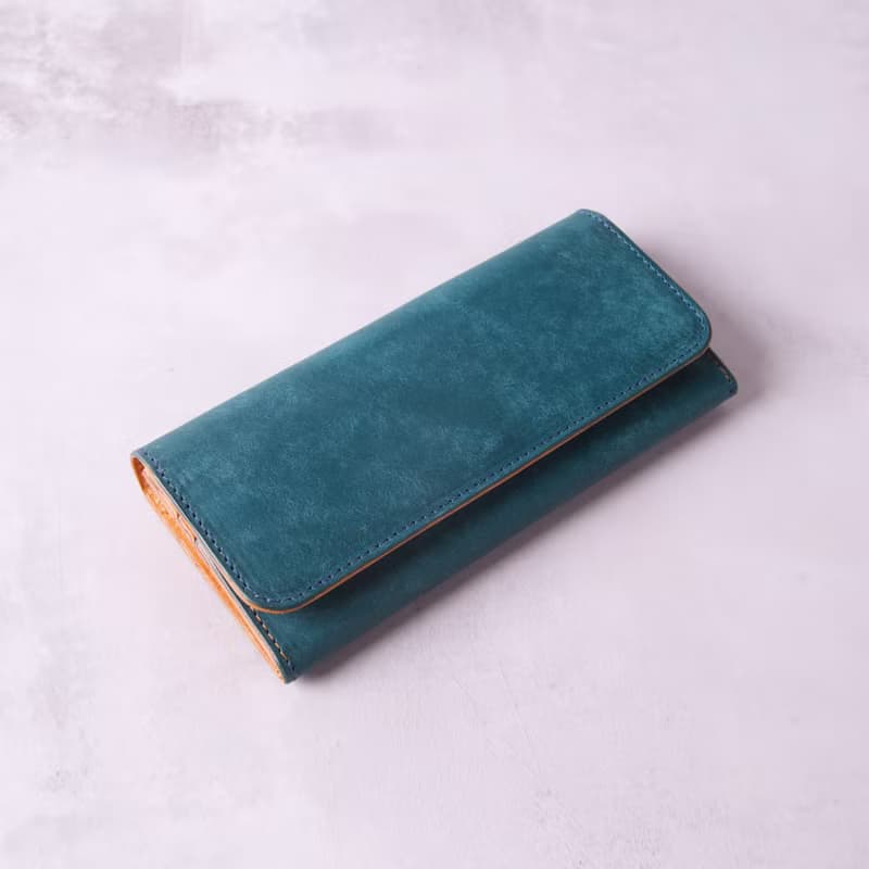 磨砂長夾 Long Wallet / 磨砂藍&杏黃 Blue