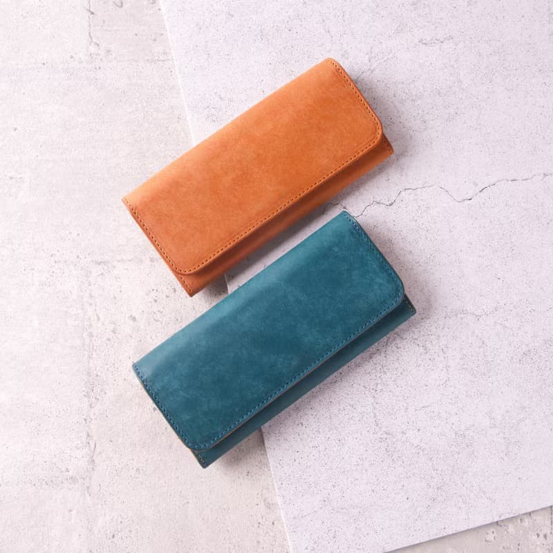 磨砂長夾 Long Wallet / 磨砂藍&杏黃 Blue
