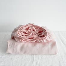 Blush pink linen fitted sheet / Softened linen bed sheet / Deep pocket