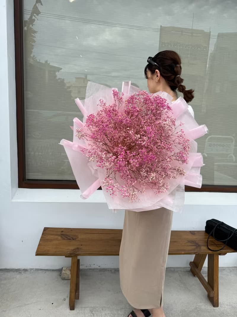 畢業滿天星巨大花束、永生花、乾燥花