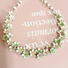 vintage jewelry 古董白琺瑯繽紛小雛菊萊茵項鍊