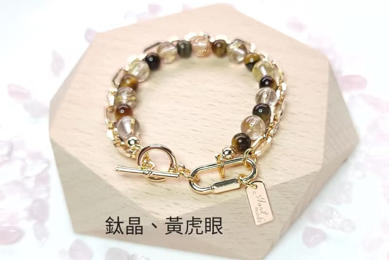 Six Cats 天然石 能量水晶 設計款 開運 招財 14K包金手鍊 禮物