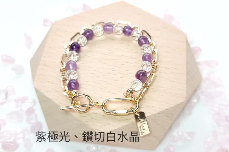 Six Cats 天然石 能量水晶 設計款 開運 招財 14K包金手鍊 禮物