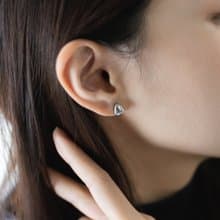 Teardrop弧面光澤水滴 925純銀鍍白k 純銀耳環 耳夾