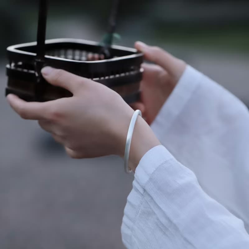 手工古法金剛圈封口純銀手環