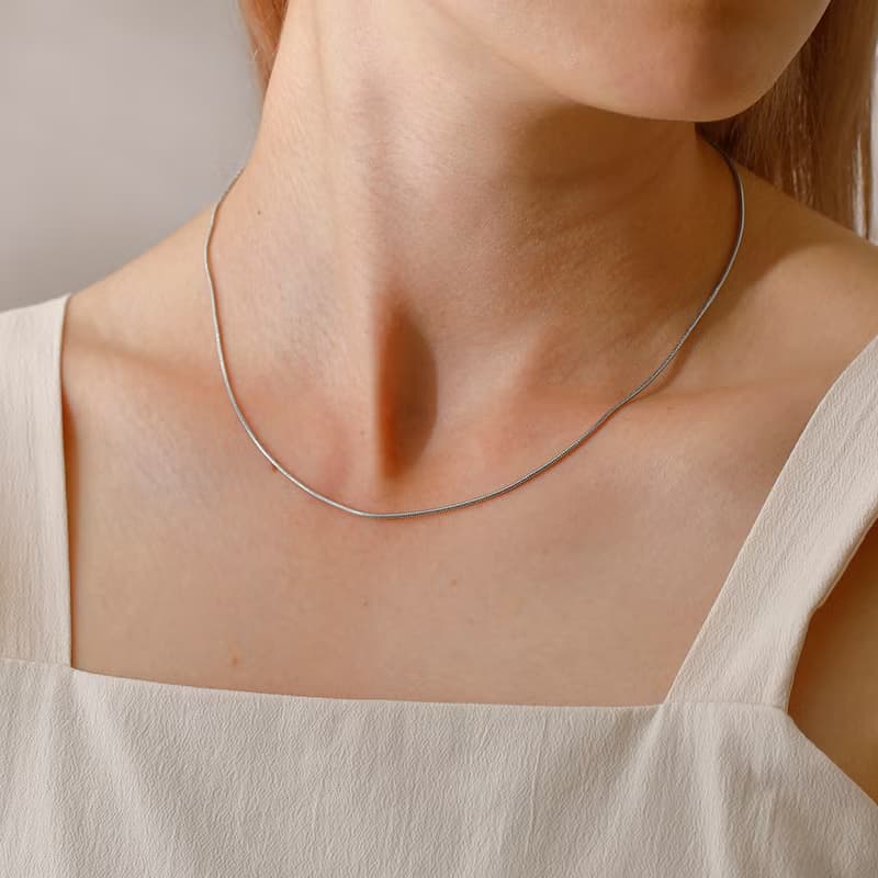string chain magnet necklace SV ニッケルフリー マグネットネックレス 着脱簡単　シンプルチェーンネックレス　シルバー