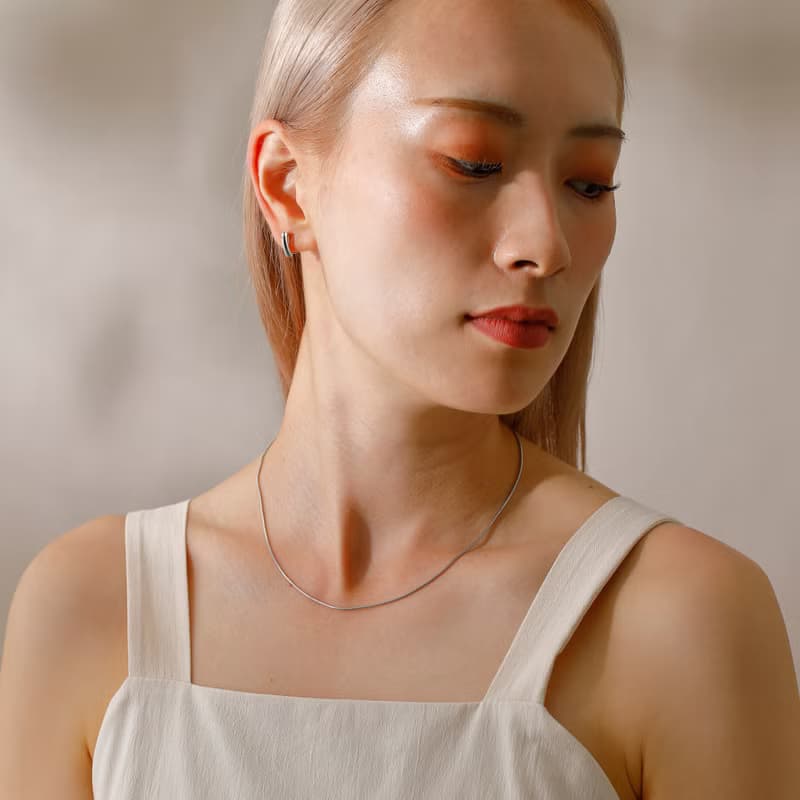 string chain magnet necklace SV ニッケルフリー マグネットネックレス 着脱簡単　シンプルチェーンネックレス　シルバー